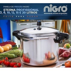 Panela Pressão 12l Eterna Profissional Alumínio Polido Nigro